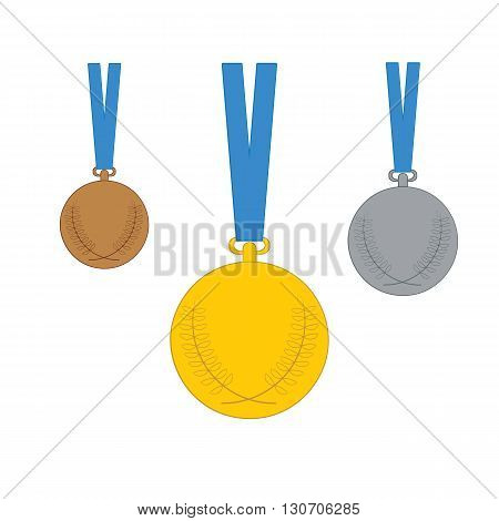 Gold, Silver, Bronze Medal. Set Of Medal Icons. Vector Illustration Isolated On White Background.
