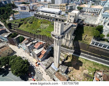Aerial view of Lacerda Elevator in Bahia, Brazil