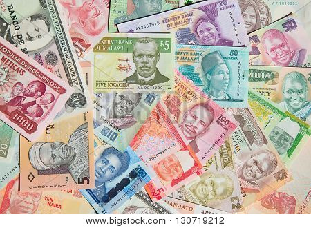 Variety of the African banknotes