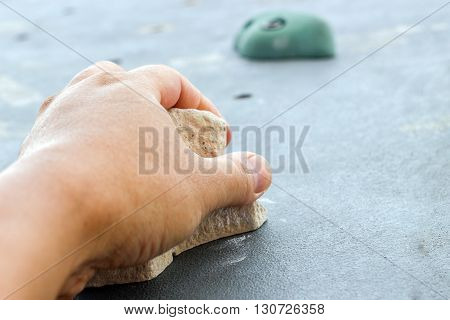 Climbing Artificail Stone In Moutain