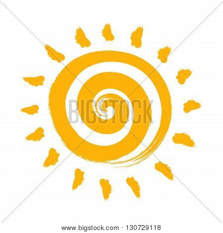 Handdrawn sketch of sun isolated on white