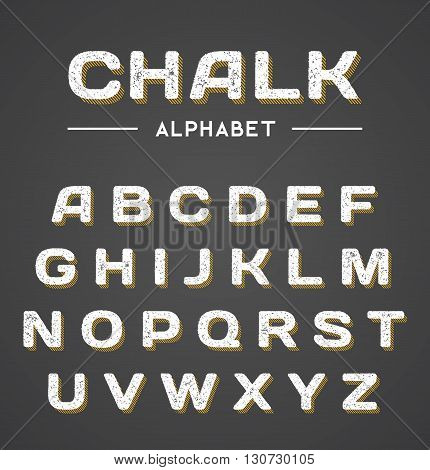3D Chalk Alphabet Set - Vector Illustration