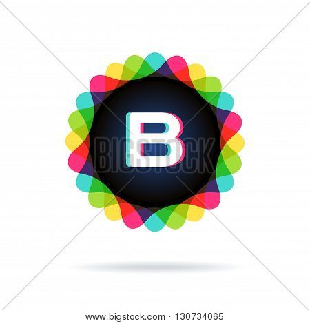 Retro bright colors Logotype, Letter B, isolated on white