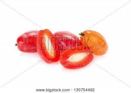 Ripe Elaeagnus Latifolia Fruits Isolated On White Background.