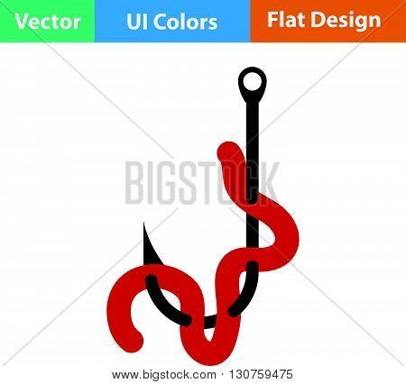 Flat Design Icon Of Worm On Hook