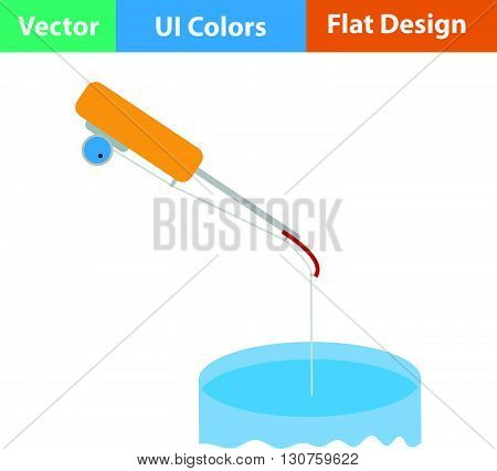 Flat Design Icon Of Fishing Winter Tackle
