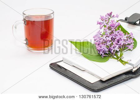 Time to relax with fragrant fresh tea. A break during work