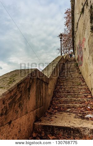 ROME - January 12: Nice view of the river Tiber January 12 2016 in Rome Italy.