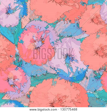 Abstract floral seamless pattern in grunge style - EPS10