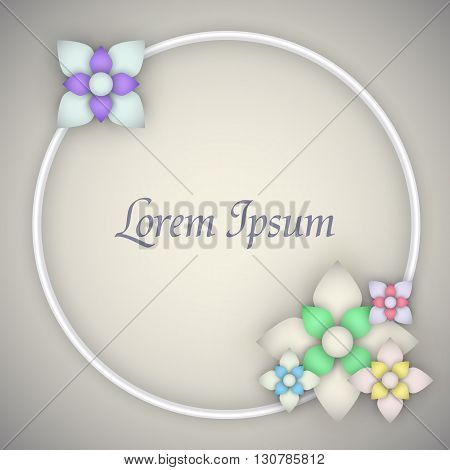 Vector paper flower flat origami. Wedding invitation floral template.