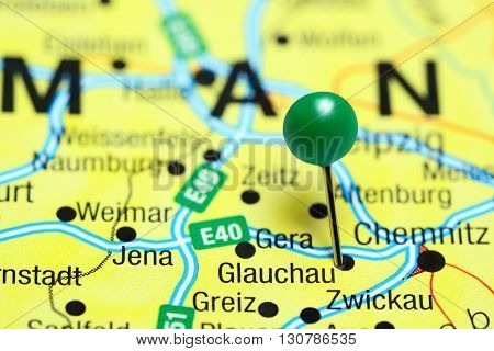 Glauchau pinned on a map of Germany