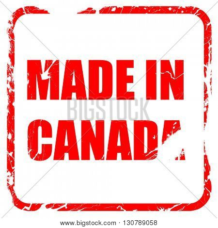 Made in canada, red rubber stamp with grunge edges
