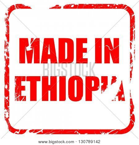 Made in ethiopia, red rubber stamp with grunge edges