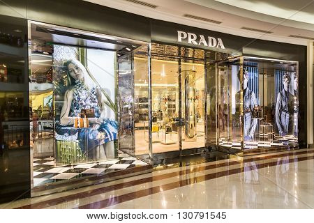 Kuala Lumpur, Malaysia, May 20, 2016:  Prada Boutique At Klcc, Kuala Lumpur.  Prada S.p.a. Is An Ita