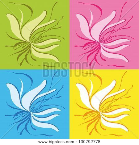 lilies in different colors on bright backgrounds