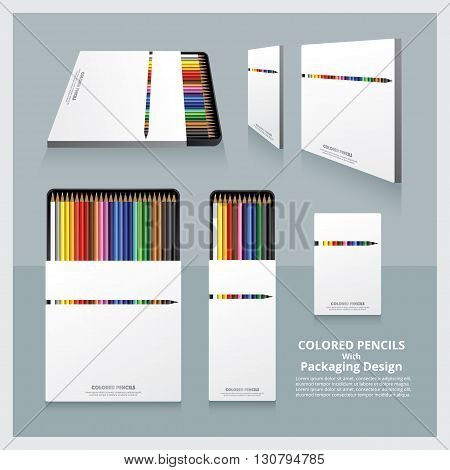 Color Pencils set with Packaging Design Realistic