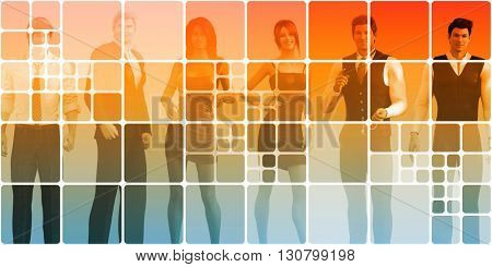International Team of Professionals and Office Workers 3d Illustration Render