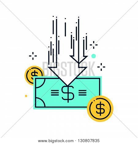 Color Line, Budget Cuts Concept Illustration, Icon
