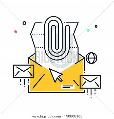 Color Line, Email Attachement Concept Illustration, Icon