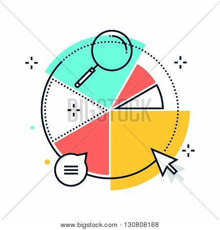 Color Line, Statistics, Piechart Concept Illustration, Icon