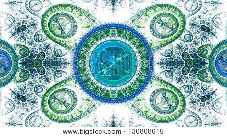 Time Machine. Mechanism and gear galactic hours. Infinity. Eternity. Mysterious psychedelic relaxation wallpaper. Sacred geometry. Fractal abstract pattern. 