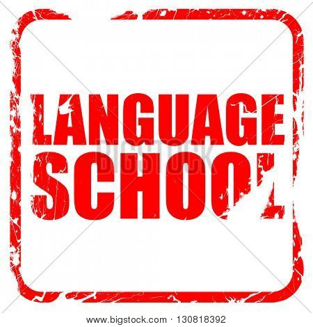 language school, red rubber stamp with grunge edges