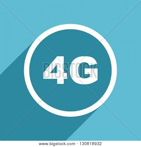 4g icon, flat design blue icon, web and mobile app design illustration