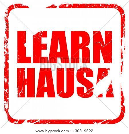 learn hausa, red rubber stamp with grunge edges