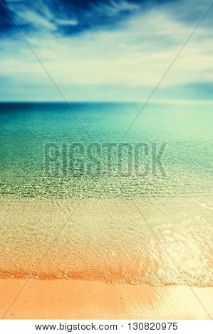Vintage Beach background / Retro Untouched tropical beach card