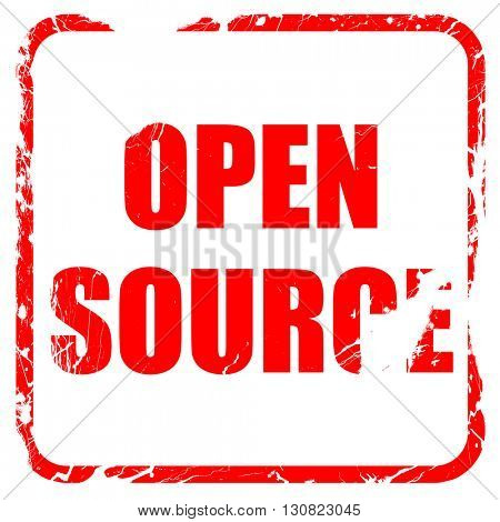 open source, red rubber stamp with grunge edges