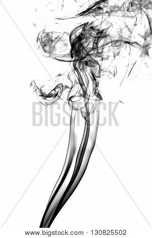 Black smoke on white background from the incense sticks