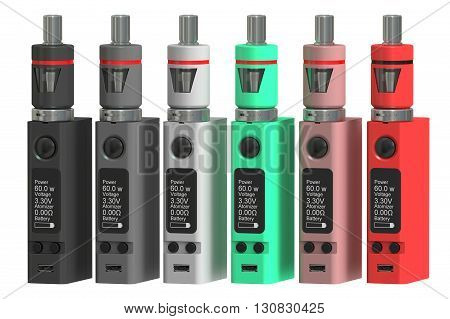 Box Mods Electronic cigarettes 3D rendering isolated on white background
