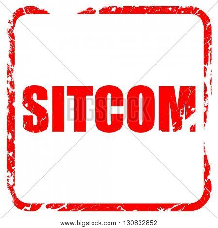 sitcom, red rubber stamp with grunge edges