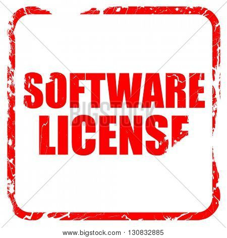 software license, red rubber stamp with grunge edges