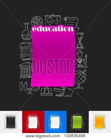 hand drawn simple elements with education paper sticker shadow