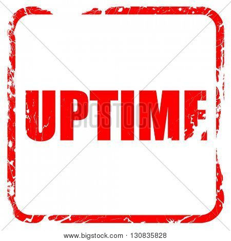 uptime, red rubber stamp with grunge edges