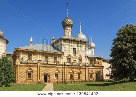 Rostovm Russia - June 3: This is Orthodox church Odigitrii in Rostov Kremlin June 3, 2013 in Rostov, Russia.