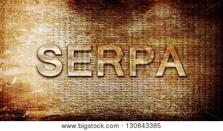 Serpa, 3D rendering, text on a metal background