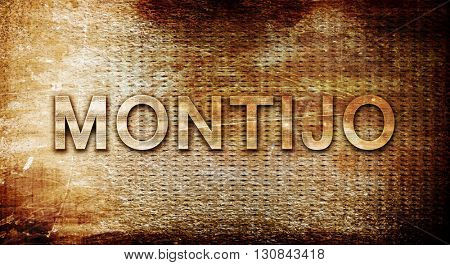 Montijo, 3D rendering, text on a metal background