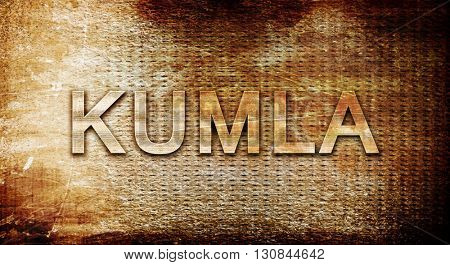 Kumla, 3D rendering, text on a metal background