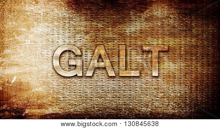 galt, 3D rendering, text on a metal background