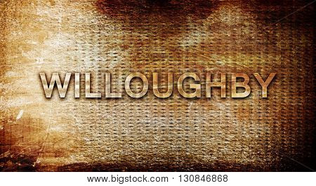 willoughby, 3D rendering, text on a metal background