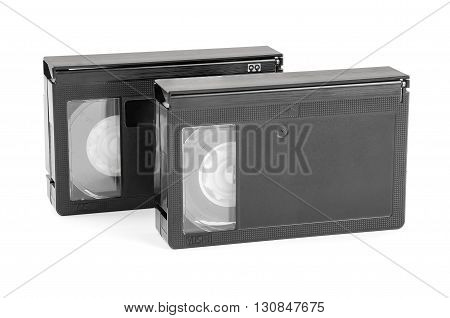 VHS-C video cassettes isolated on white background with clipping path