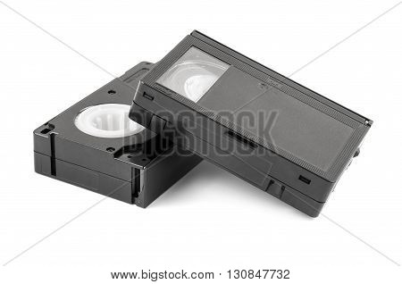 VHS-C video cassettes isolated on white background with clipping path