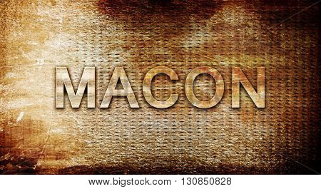 macon, 3D rendering, text on a metal background