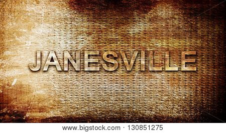 janesville, 3D rendering, text on a metal background