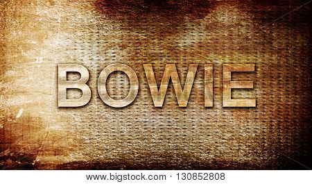 bowie, 3D rendering, text on a metal background