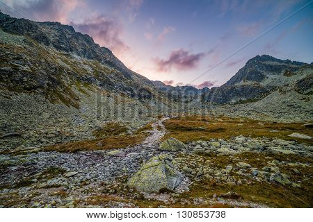 Mountain Landscape in the Evening. Mlynicka Valley High Tatra Slovakia.