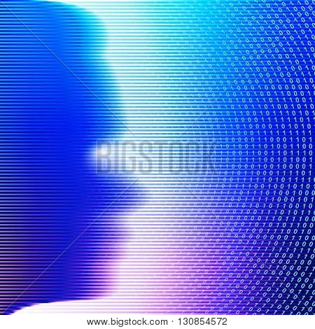 Face of a woman on futuristic shining background of binary code and lines; Eps10