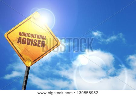 agricultural adviser, 3D rendering, a yellow road sign